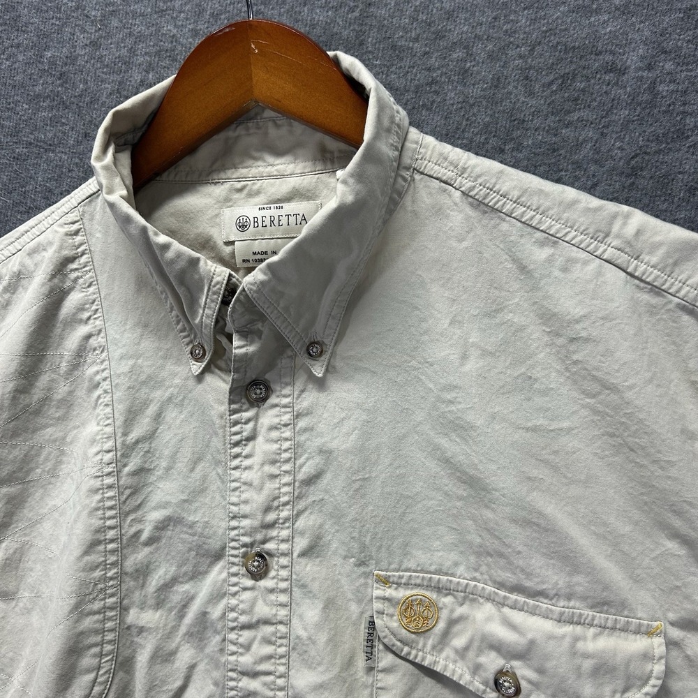 Beretta Shirt Mens XL‎ Beige Outdoors Vented Hiking Camp Shooting Hunting
